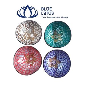 Bol en noix de coco mosaïque de perles vietnamien fait main, design classique, compatible lave-vaisselle, pour la décoration intérieure, export en gros - Product Image 1