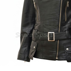 Traje formal clásico de cuero para mujer, con estructura entallada, ideal para oficina, reuniones de negocios, elegantes chaquetas de cuero para damas. - Product Image 4