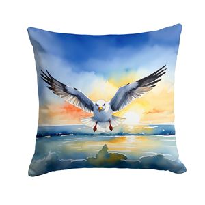 Gull Flying Low Throw Pillow 18x18 Cojín decorativo interior/exterior para sofá cama o patio Lavable a máquina - Product Image 1