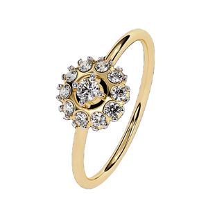 Anillo de Girasol con Diamantes Reales de Diseño Intrincado, Corte Redondo, Joyería Fina Hecha a Mano, Regalo para Mujer - Product Image 3