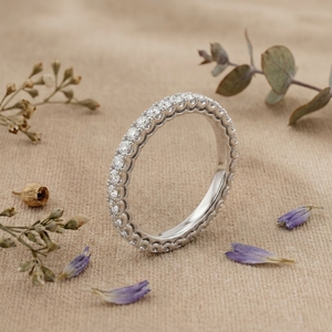 Anillo de Diamantes Pragalbh Full Eternity, Anillo de Boda con Corte Brillante, Oro Blanco, Apilable, Diamante Cultivado en Laboratorio, Joyería Minimalista de Lujo para Hombre - Product Image 5