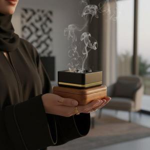 Brûleur d'encens carré en bois Bakhoor, porte-parfum Oud arabe, décoration de Ramadan, décoration de table de mariage, vente en gros, exportation - Product Image 5