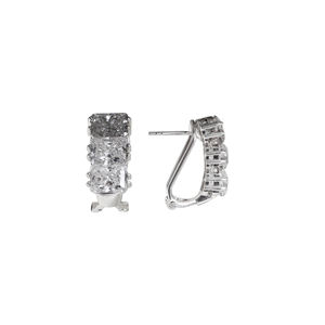 Boucles d'oreilles créoles carrées élégantes en diamant taillé à la main d'Inde, en argent 925, bijoux de luxe époustouflants pour femmes et jeunes filles, à porter lors de fêtes de mariage - Product Image 2