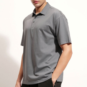 Chemise de golf pour homme, grise, couleur unie, respirante, en coton, décontractée, coupe classique, tissu Oxford tissé, design boutonné - Product Image 1
