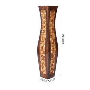 Jarrón cilíndrico de madera de sheesham blanqueada |   Diseño Contemporáneo Ecológico |   Artesanía al por Mayor |   Moradabad, India - Product Image 5