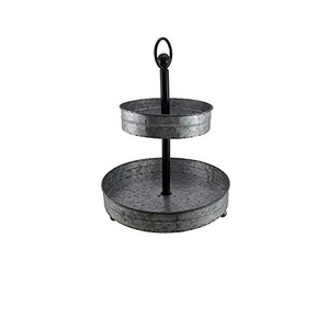 Support à gâteau rond à deux niveaux en métal, en fer galvanisé, présentoir à desserts réutilisable, lavage à la main uniquement, support de service pour cupcakes de mariage - Product Image 6