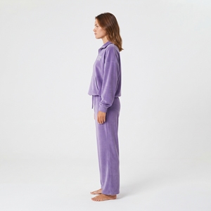 Custom <b>Women's</b> Oversized <b>Purple</b> Fleece Thick Half Zip Pullover and Jogger Pants Set Loose Fit Solid Color Winter <b>Tracksuit</b> - Product Image 4