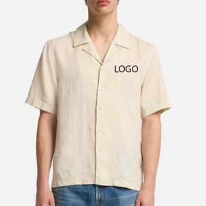 High Quality Material Solid Color Men Casual Linen T Shirt With Turn <b>Down</b> Collar And Short Sleeve Relaxed Fit Comfort Wear 2026 - Product Image 1