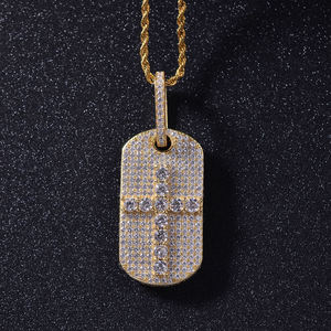 Pendentif en argent 925 plaqué or avec croix en cristal de diamant de laboratoire, style hip-hop, unisexe, pour tous les jours - Product Image 4