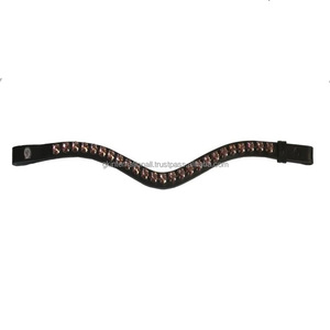 Diadema de cuero premium para caballo, accesorios de equitación de alta calidad con cristales decorativos. - Product Image 4