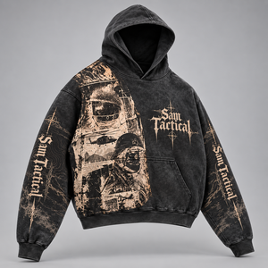 Sam Tactical Herren Oversized Kapuzenpullover Schwarz Sublimationsdruck Streetwear-Design Vordere Logo-Tasche Regular Fit Herbst - Product Image 4