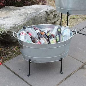 Galvanized Metal Beverage Tub with <b>Stand</b> Large Outdoor Ice Bucket Cooler for Beer Soda Wine Bottles Patio Party <b>BBQ</b> Picnic Drink - Product Image 4
