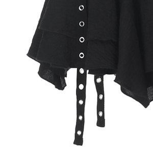 New Arrival Gothic Punk Black A-Line <b>Mini</b> Skirt with Eyelet Belt Straps Asymmetrical Irregular Hem Skirt for Women's - Product Image 5
