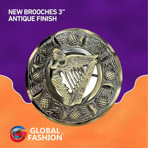 Broche de Kilt Personalizado con Diseño de Arpa Irlandesa, Estilo Escocés Tradicional, 3 Pulgadas, Antiguo, OEM ODM - Product Image 3