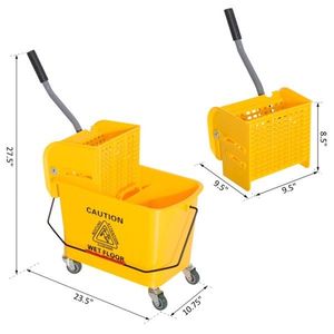 Carrello Pieghevole per Pulizie 20L, Grande Secchio in Plastica con Ruote, Materiale in Metallo PP Alluminio, Secchio per Pulizia da 20L - Product Image 4