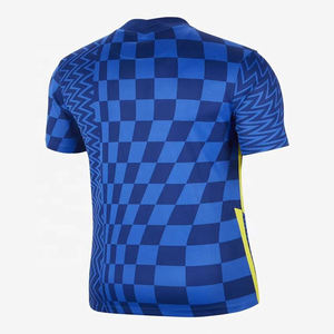 Camiseta de Fútbol Personalizada Azul Marino a Cuadros con Panel Lateral Amarillo Sublimado, Camiseta de Fútbol para Hombre de Secado Rápido y Transpirable - Product Image 3