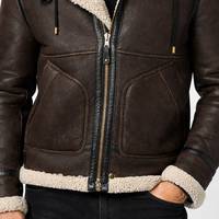 Chaqueta de Cuero para Hombre Estilo Bomber B-6 Marrón Vintage - Transpirable, con Cierre de Cremallera, Cuero Genuino - Chaqueta de Cuero Marrón