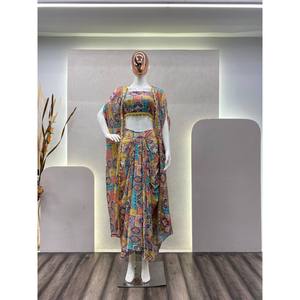 Magnifique ensemble chemisier, pantalon et koti pour les fêtes, vêtements indiens et pakistanais - Product Image 3