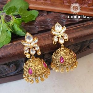 18K Gold Plated Brass Butterfly Hoop Drop Earrings Trendy Party Jewellery - Product Image 3