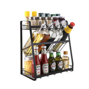Organizador minimalista de especias para encimera, diseño moderno, tipo estante de almacenamiento vertical, organizador metálico para encimera. - Product Image 3