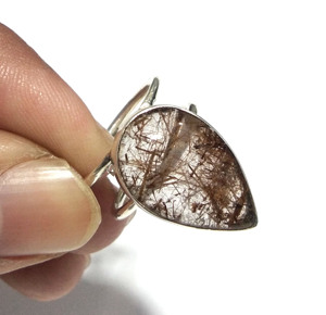 Natural Rutilated Quartz Gemstone 925 Sterling Silver Handmade Water Drop Trendy Statement Ring Wholesale Jewelry Gift <b>for</b> <b>Women</b> - Product Image 1