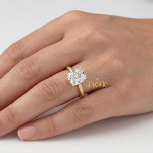 Anillo de Compromiso Solitario con Diamante Cultivado en Laboratorio, Corte Cojín, 1.00-2.00 CT, Claridad VS, Chapado en Oro de 14K/18K, Elegante Regalo de Joyería para Boda - Product Image 4