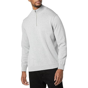 Men's Women's Streetwear Half Zip Sweatshirt Oversized <b>Mock</b> <b>Neck</b> Plain Cotton Pullover <b>Top</b> - Product Image 3