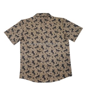 Men's Green Short Sleeve Cartoon Printed Casual <b>TShirt</b> Regular Fit Woven Fabric - Product Image 3