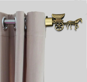 Handmade <b>Curtains</b> Rod Brackets Brass Antique Horse Carriage - Product Image 3