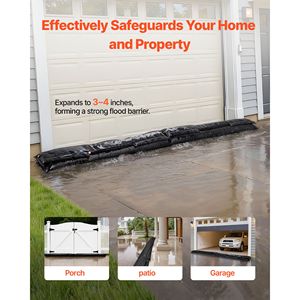 Confezione da 10 Sacchi Barriera Assorbenti Acqua 1,5 x 0,2 m, Barriera Antiallagamento Riutilizzabile per Impermeabilizzazione d'Emergenza - Product Image 2