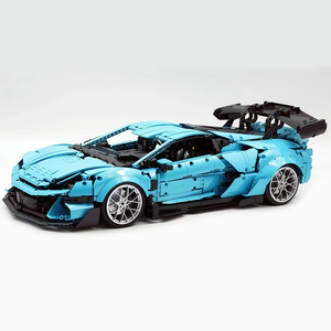 1:8 Super Sports Car <b>Building</b> Block Set 3601PCS Technical Racing Car <b>Model</b> Compatible With Lego Bricks Blue Hypercar - Product Image 1