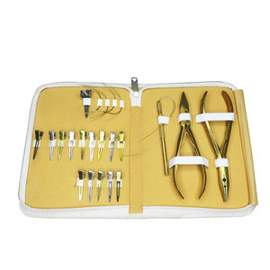 Kit d'outils professionnels pour extensions de cheveux, 13 pièces, noir mat - Pinces en acier inoxydable avec embouts dorés, ciseaux à cheveux et pinces de sectionnement - Product Image 3