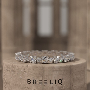 Double Row Cluster Lab Grown Diamond Ring in 14K Solid Gold Round Brilliant Diamond Eternity Band Luxury Designer Stackable Wedd - Product Image 4