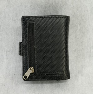 Carbon Fiber Leather Automatic Metal Popup Credit Card Holder Money <b>Wallet</b> <b>RFID</b> Button Hasp Loop Closed Men's Wholesale Prices - Product Image 2
