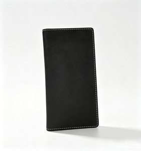 [En Stock][Precio de Venta al Público] Cartera Larga Delgada de Cuero Nubuck Genuino Castello, Unisex, Cierre Abierto, Negro Marrón, RFID - Product Image 2