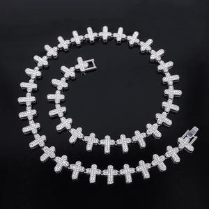 Unisex S925 Silver Moissanite Cross <b>Statement</b> <b>Necklace</b> Rhodium Plated Round Brilliant Cut Everyday Wear Luxury Design - Product Image 1