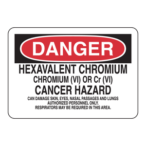 Panneau réfléchissant en PVC Brady Danger, signalisation de danger de cancer du chrome hexavalent, pour les laboratoires et les zones industrielles - Product Image 1