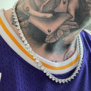 Collar de cadena de eslabones de plata de ley con moissanita talla corazón, estilo tenis, con incrustaciones de diamantes, joyería Hip Hop Bling, regalo para mujer - Product Image 6