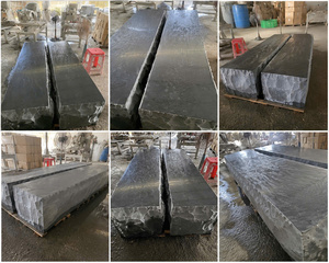 Bancs en pierre de basalte noir naturel, blocs solides pour aménagement paysager de jardin et de parc - Product Image 2