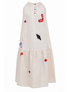 ชุดเดรสแขนกุดสีเบจสำหรับผู้หญิงและเด็กผู้หญิงสำหรับงานเลี้ยงฤดูร้อน - Product Image 2