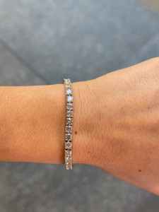 Pulsera de Diamantes Cultivados en Laboratorio con Certificación IGI, 10.0 CT, Diseño Zigzag Bolo Tennis, Oro Sólido de 18K, 14K, 10K, Plata 925, Cadena Ajustable para Mujer - Product Image 3
