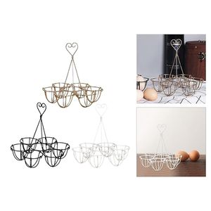 Creative Rustic Egg <b>Basket</b> <b>Display</b> Tray Holder Freestanding Golden Egg Storage Rack for Kitchen Dining - Product Image 4