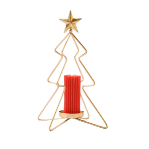 Porte-bougie en métal noir en forme de sapin de Noël avec étoile sur le dessus pour la décoration de centre de table de Noël - Product Image 2