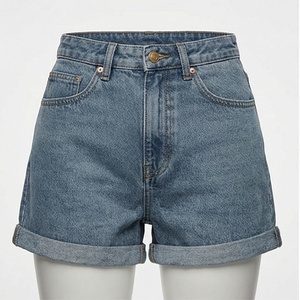 Fashionable Women Straight Vintage <b>Button</b> High Waist Knee Length Denim Washed Distressed <b>Jeans</b> Shorts Summer Apparel - Product Image 1