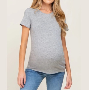 Camisetas de Maternidad al por Mayor para Mujer, Color Sólido, Manga Corta, Cuello Redondo, Ropa de Lactancia y Embarazo, Transpirable - Product Image 5