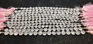 Perles de pierres précieuses en quartz rose naturel facettées en forme de pièce de monnaie, 8 à 9 mm, perles de quartz rose pour la fabrication de bijoux, collier, bracelet, en vrac - Product Image 5