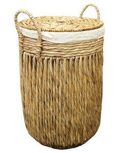 Panier de rangement artisanal en jacinthe d'eau avec couvercle, design vintage rectangulaire, écologique, organisateur domestique polyvalent, Ho Chi Minh - Product Image 3