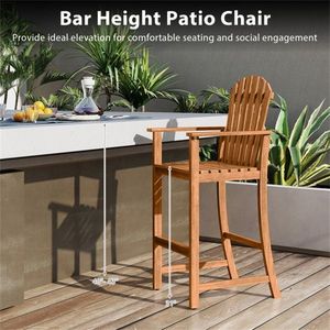 Ergonomic Outdoor Bar Stool 31\" Seat Height Slatted Design <b>Tall</b> Chair for 40\" 43\" Bar <b>Table</b> - Product Image 5