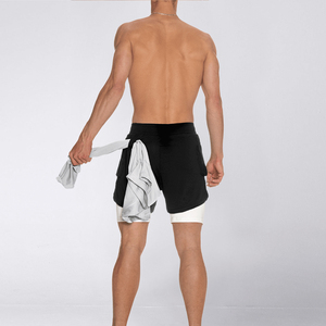 Short de course 2-en-1 pour hommes, short de sport à taille élastique avec doublure de soutien intégrée - Product Image 5
