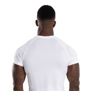 Men's <b>White</b> Performance T Shirt Premium Cotton Crew Neck Athletic Training Gym Fitness Casual Sportswear Everyday Tee - Product Image 4
